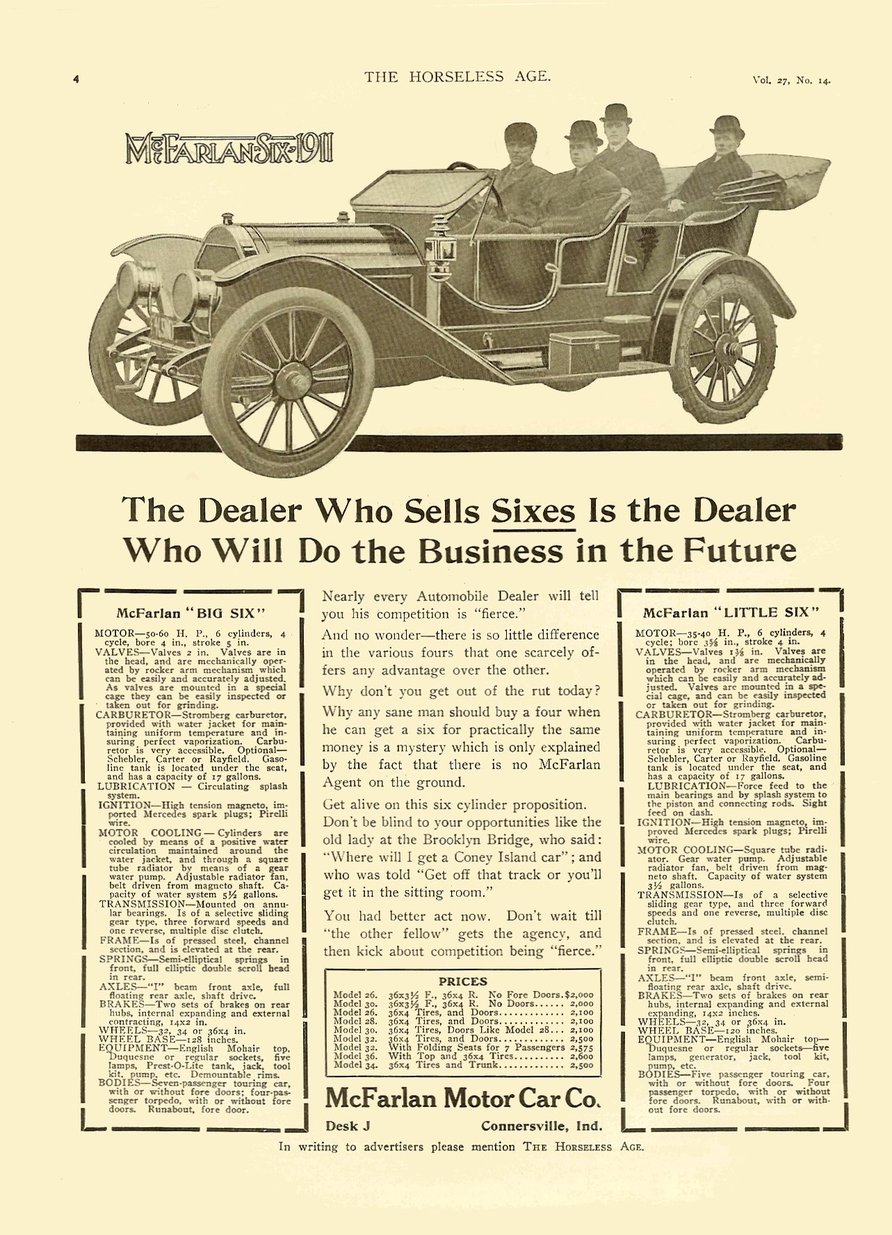 1911 McFarlan Auto Advertising